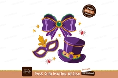 Mardi Gras Mask Bow Top Hat Product Image 1