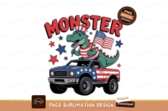 Dinosaur driving truck american flag patriotic Product Image 1