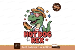 Dinosaur holding hot dog wearing patriotic sunglasses Product Image 1