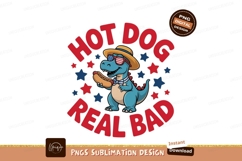 Dinosaur eating hotdog wearing sunglasses image Product Image 1