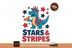 Blue dinosaur patriotic celebration white Product Image 1