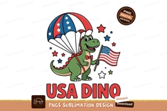 Green dinosaur holding american flag under umbrella Product Image 1