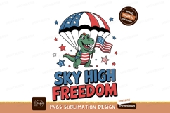 Format: Title: Dinosaur Parachute Flag Patriotism american Product Image 1