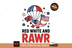 Dinosaur flag umbrella red white blue image Product Image 1