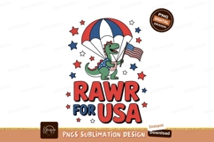 Dinosaur holding american flag under umbrella stars Product Image 1