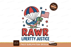 Dinosaur holding American flag parachute image Product Image 1