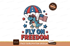 Dinosaur holding American flag under umbrella image Product Image 1