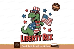 Patriotic dinosaur holding american flag stars Product Image 1