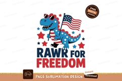 Blue dinosaur holding american flag stars Product Image 1