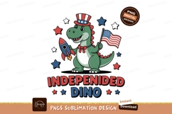 Patriotic dinosaur holding rocket and flag stars Product Image 1