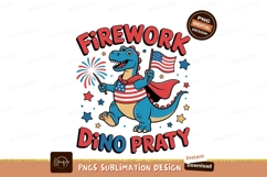 Blue dinosaur celebrating independence day white american Product Image 1
