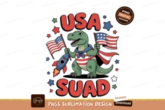 Dinosaur holding flags and rocket american stars Product Image 1
