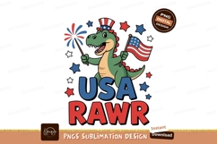Dinosaur waving flag and fireworks stars Product Image 1