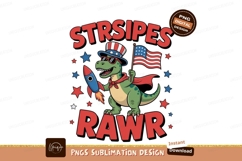 Dinosaur holding american flag and rocket patriotic Product Image 1