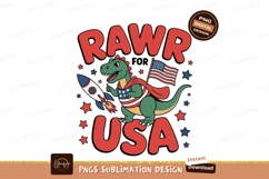 Dinosaur holding flag and fireworks blue Product Image 1