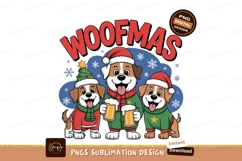Festive dogs celebrating christmas with drinks holiday Product Image 1