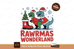 Dinosaurs wearing Santa hats and sweaters christmas Product Image 1