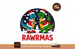 Dinosaurs wearing Santa hats and coats christmas Product Image 1