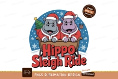 Hippos wearing Santa hats and coats in a sleigh hippopotamus Product Image 1