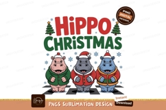 Three hippos festive holiday christmas winter Product Image 1
