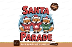 Festive foxes wearing Santa hats and sweaters christmas Product Image 1