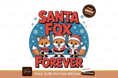 Three cute foxes wearing santa hats christmas winter Product Image 1