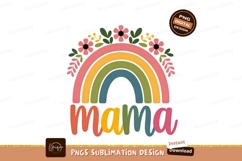 Colorful Mama Design Floral Rainbow Sublimation Png Product Image 1