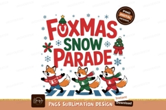Festive foxes parade in snow christmas winter Product Image 1