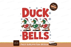 Festive ducks wearing santa hats and bells christmas Product Image 1