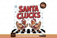 Festive chickens wearing santa hats and plaid shirts Product Image 1