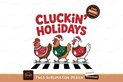 Festive chickens wearing sweaters and hats holiday Product Image 1