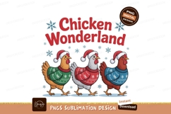Festive chickens wearing santa hats and sweaters image Product Image 1