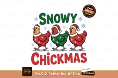 Festive chickens wear santa hats and snowflakes christmas Product Image 1