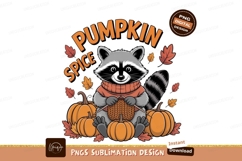 Raccoon knitting surrounded by pumpkins and leaves Product Image 1