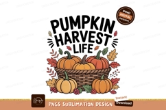 Autumn Harvest Pumpkins Basket Leaves image Product Image 1