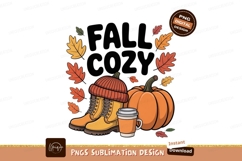 Autumn boots pumpkin coffee cup leaves fall cozy Product Image 1
