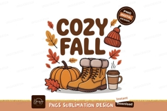 Autumn cozy elements with text fall pumpkin Product Image 1