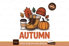 Autumn boots pumpkin coffee cup fall season Product Image 1