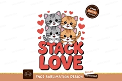 Four cute kittens stacked with hearts cats love Product Image 1