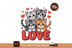 Cute kittens with hearts and love text adorable feline Product Image 1