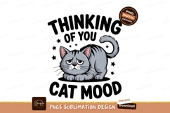 Sad gray cat thinking about food image Product Image 1