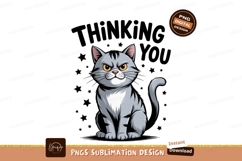 Grumpy grey feline with yellow eyes white Product Image 1