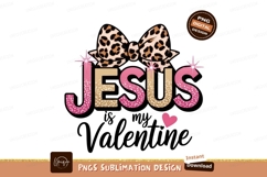 Jesus Is My Valentine Leopard Bow Product Image 1