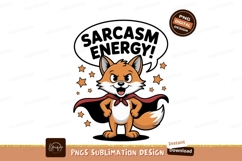 Sarcastic fox superhero with stars orange white Product Image 1