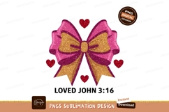 Glittery Bow With Hearts Sublimation Png Product Image 1