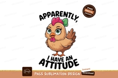 Sassy Cartoon Chicken Attitude Sublimation Png Product Image 1