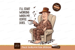 Man Coffee Pjs Cartoon Sublimation Png Product Image 1
