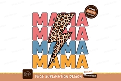 Retro Mama Sublimation Design Leopard Lightning Bolt Product Image 1