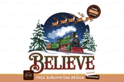 Christmas Train With Reindeer Sublimation Png Product Image 1