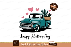 Valentine Truck With Cactus Sublimation Design Product Image 1